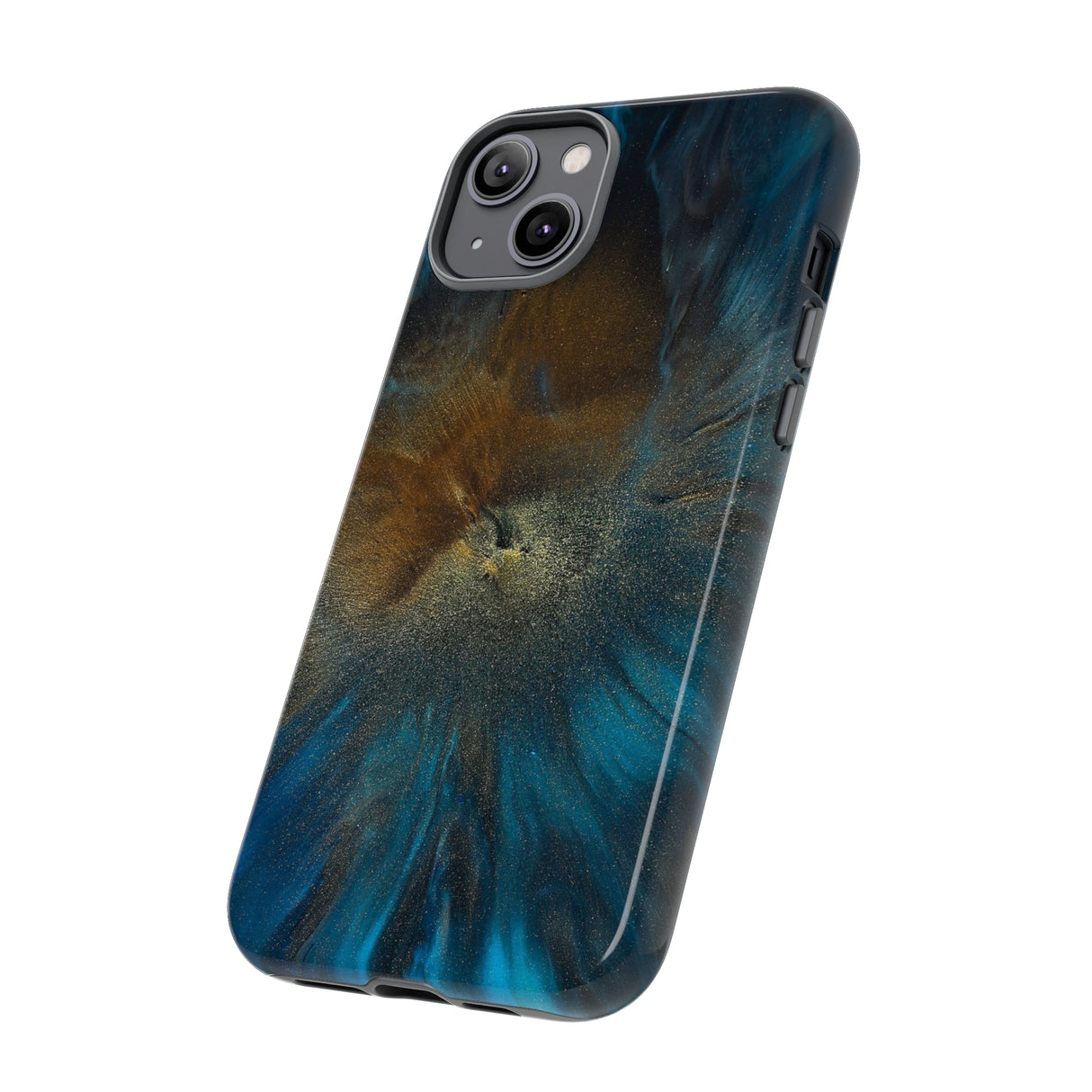 Gold n Blue Glitter Ink Art iPhone Case (Protective) Phone Case