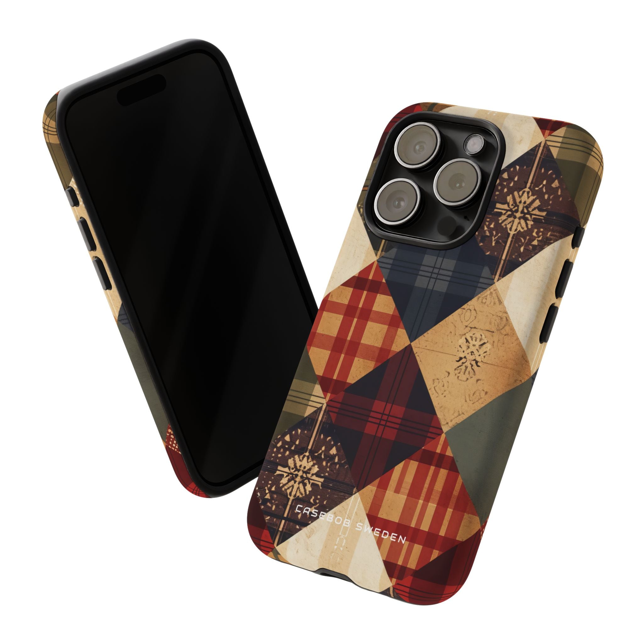 Rustic Geometric Patchwork Harmony iPhone 15 - Tough Phone Case