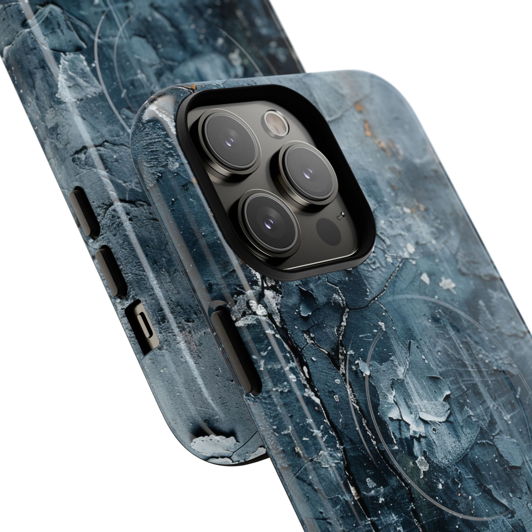 Weathered Blue Tapestry with Cracked Layers iPhone 14 | Tough+ Phone Case