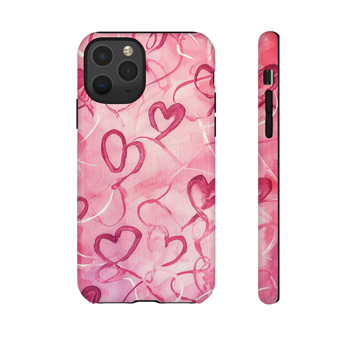 Intertwined Hearts & Cupid - Protective Phone Case