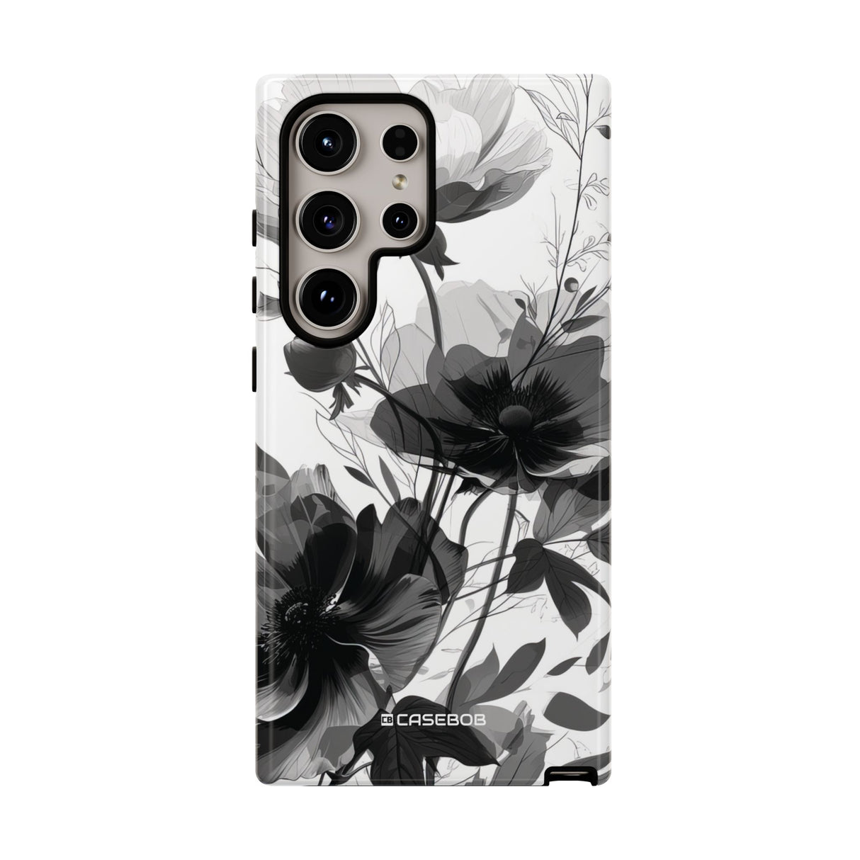 Elegant Monochrome Botanical Elegance - For Samsung S24