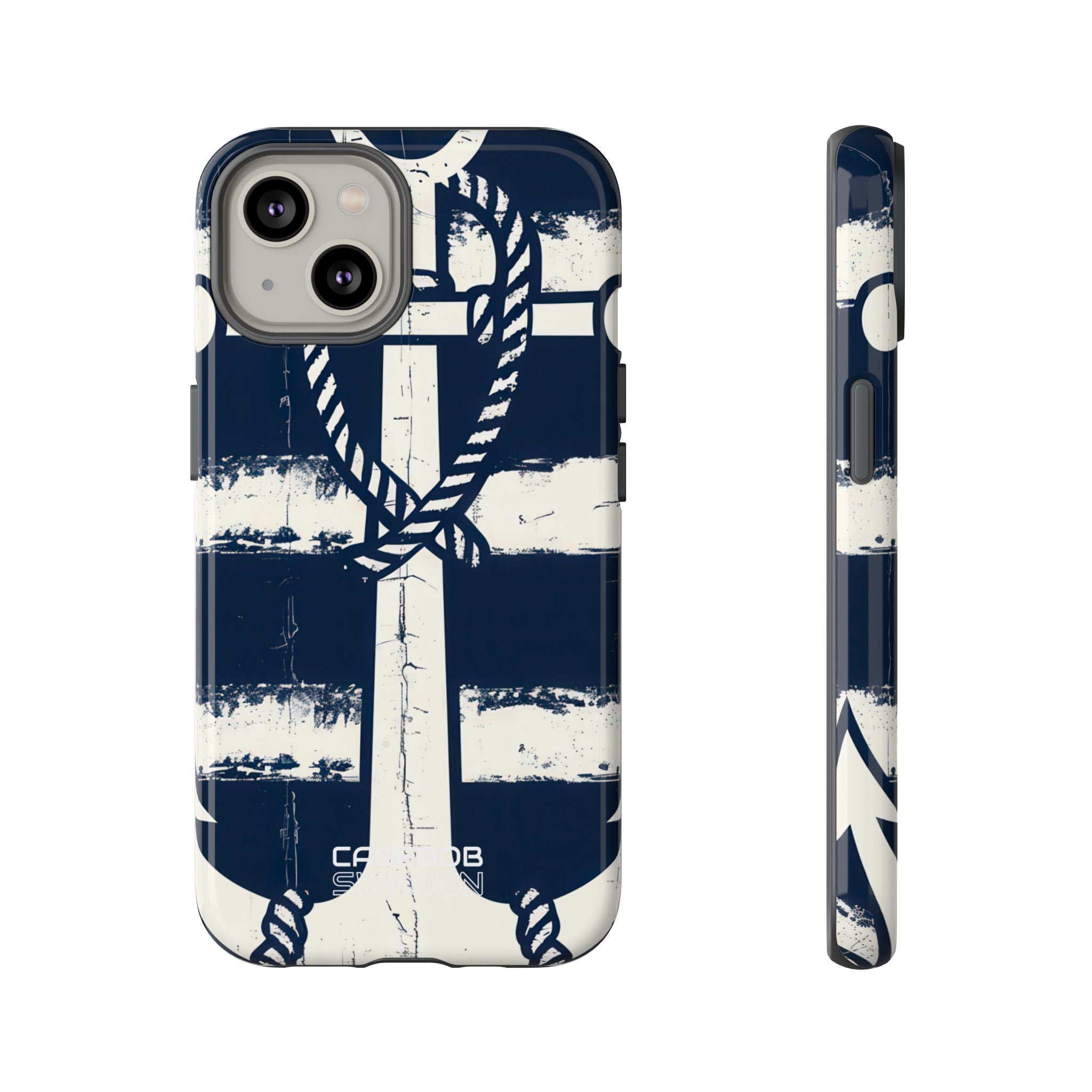 Strisce con ancora blu navy iPhone 14 - Tough