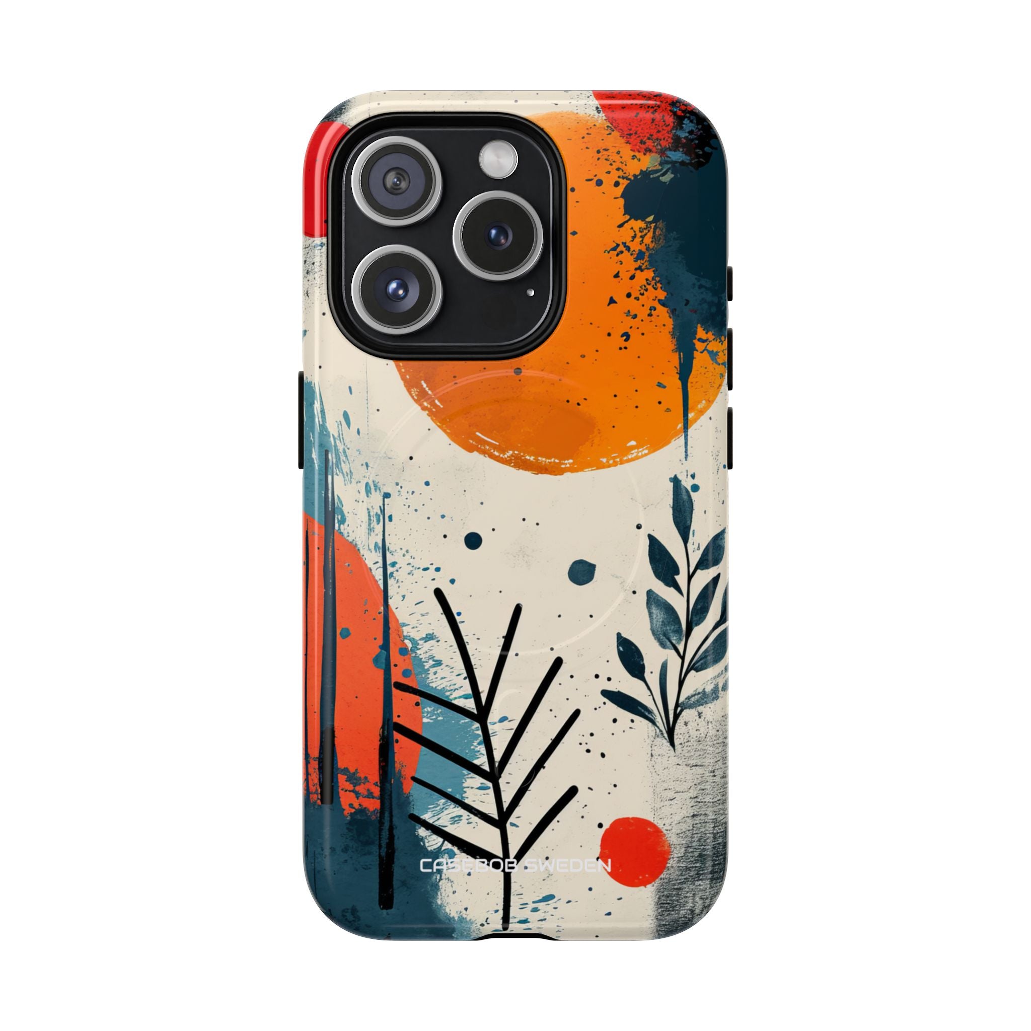 Orange Blue Splash - Tough + MagSafe® iPhone 15 Phone Case