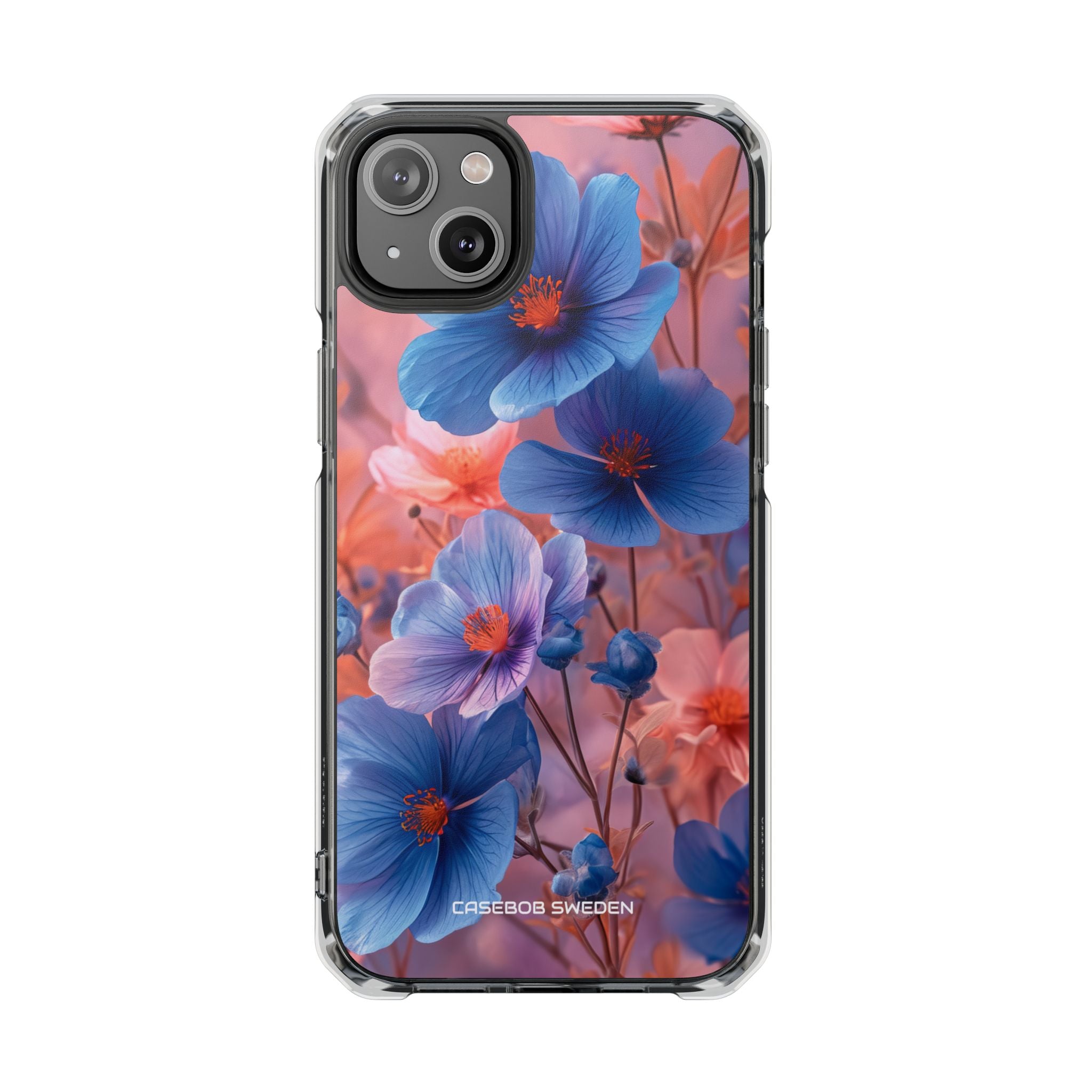 Blue Peach Blossoms - Clear Impact iPhone 14 Phone Case