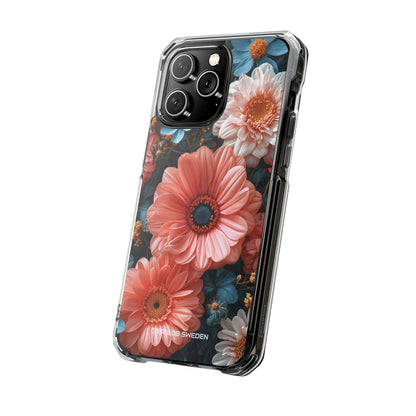 Coral Teal Blooms - Clear Impact iPhone 14 Phone Case