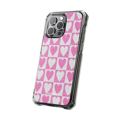 Glitter Heart Grid iPhone 15 Pro Max Case - Impact