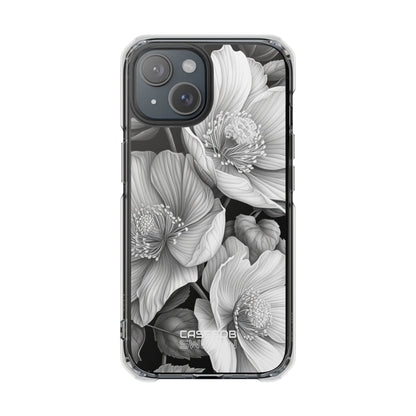Monochrome Petal Dance iPhone 15 - Impact Clear+