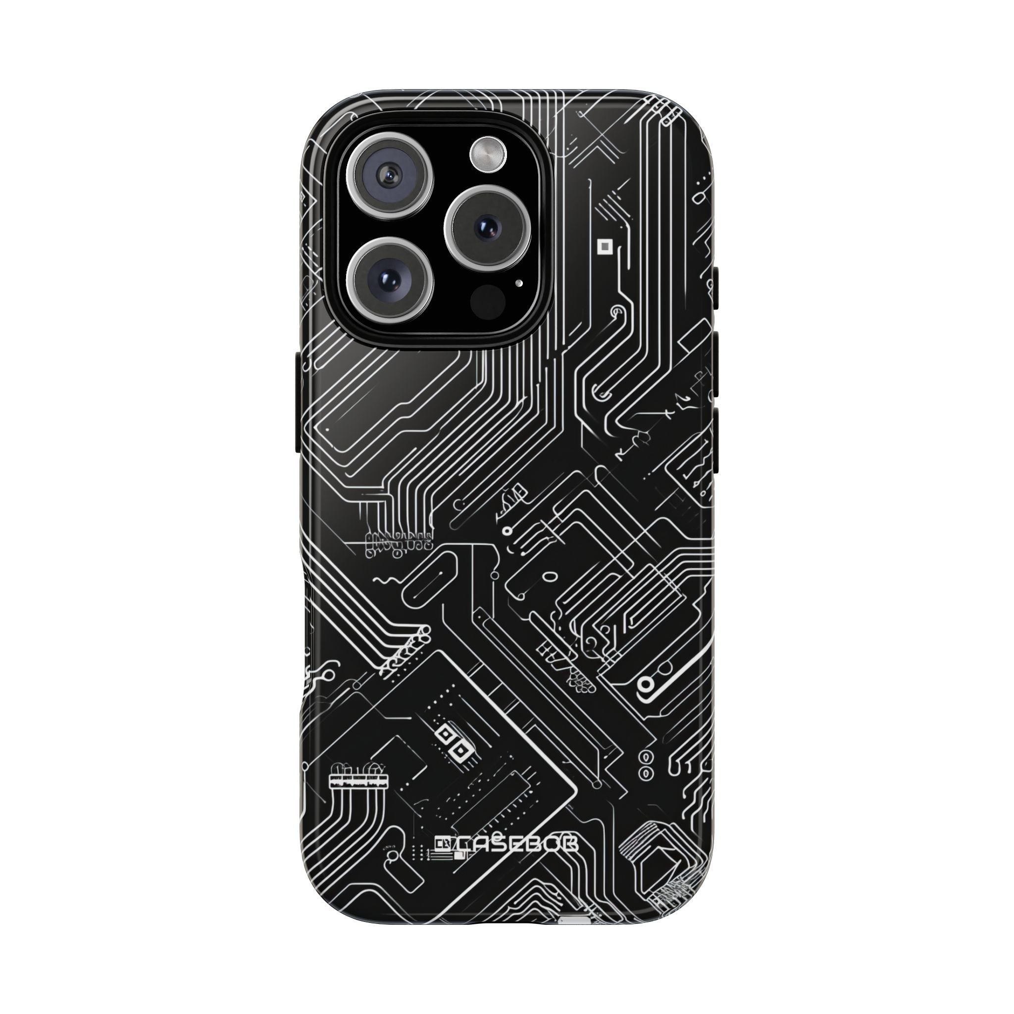 Circuitry Dreams: Abstract Black Design - for iPhone 16