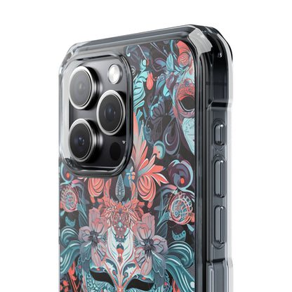 Mystic Teal Coral Mask - Clear Impact iPhone 15 Phone Case