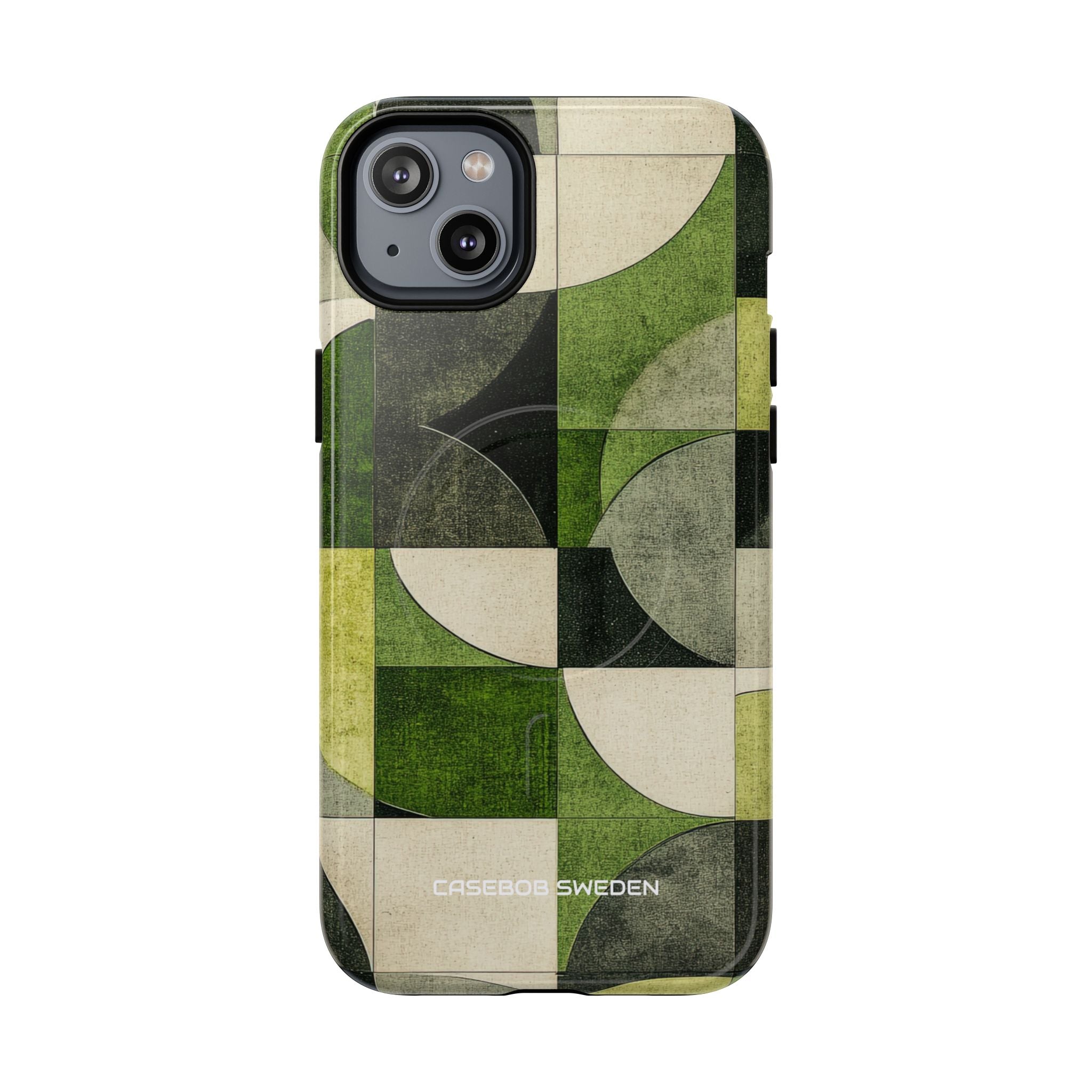 Green Geometric Harmony - Tough + MagSafe® iPhone 14 Phone Case