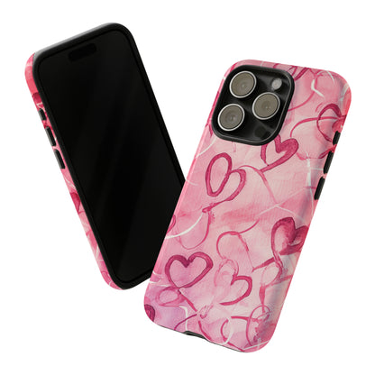 Intertwined Hearts & Cupid - Protective Phone Case