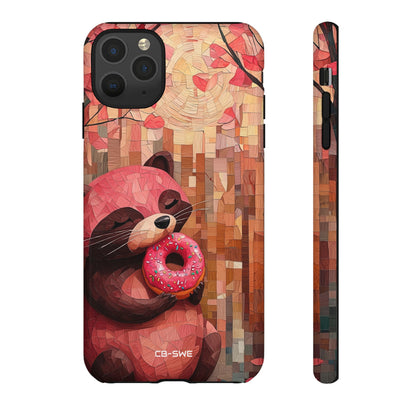Raccoon Holds Donut - iPhone Case