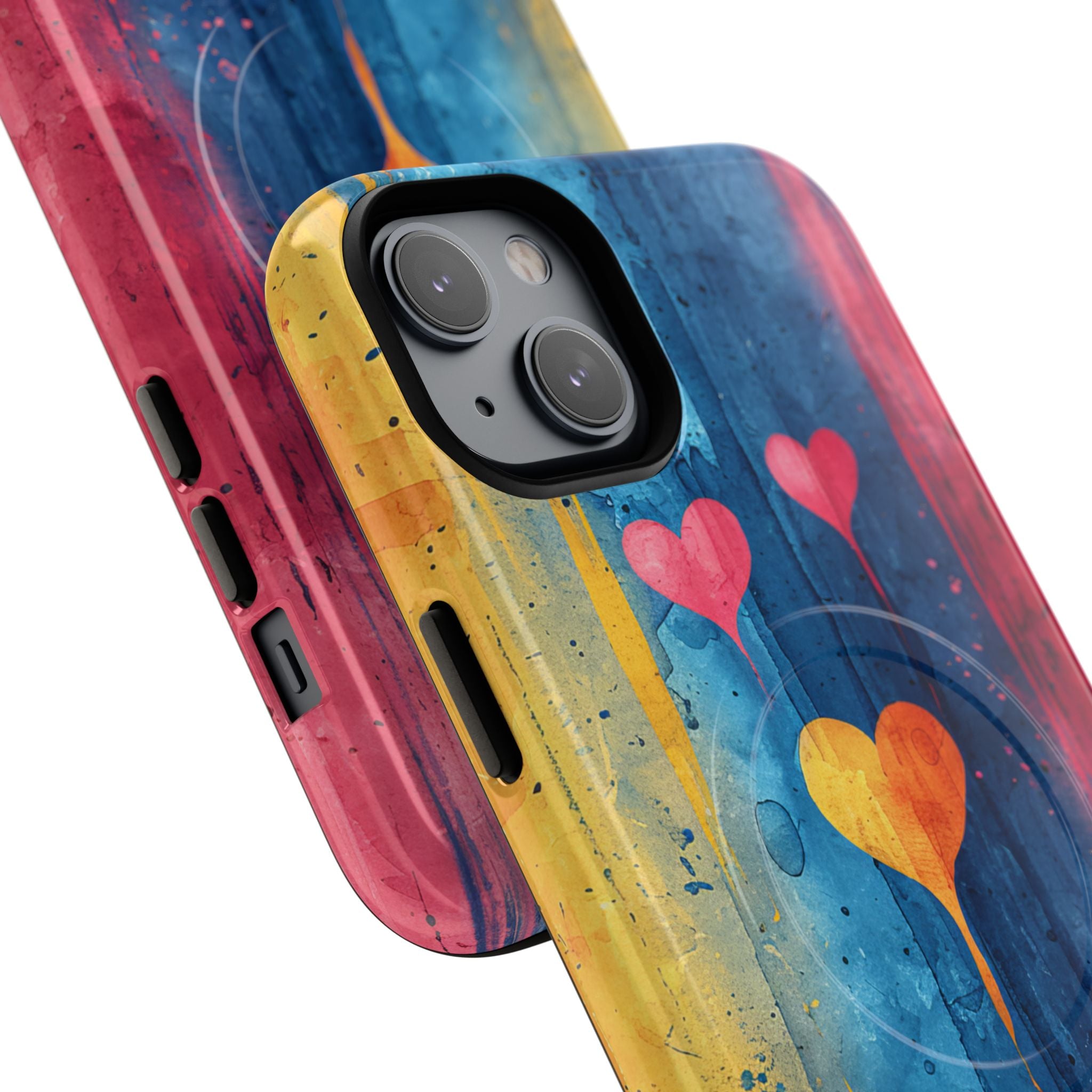 Hearts Watercolor Art - Tough + MagSafe® iPhone 14 Phone Case