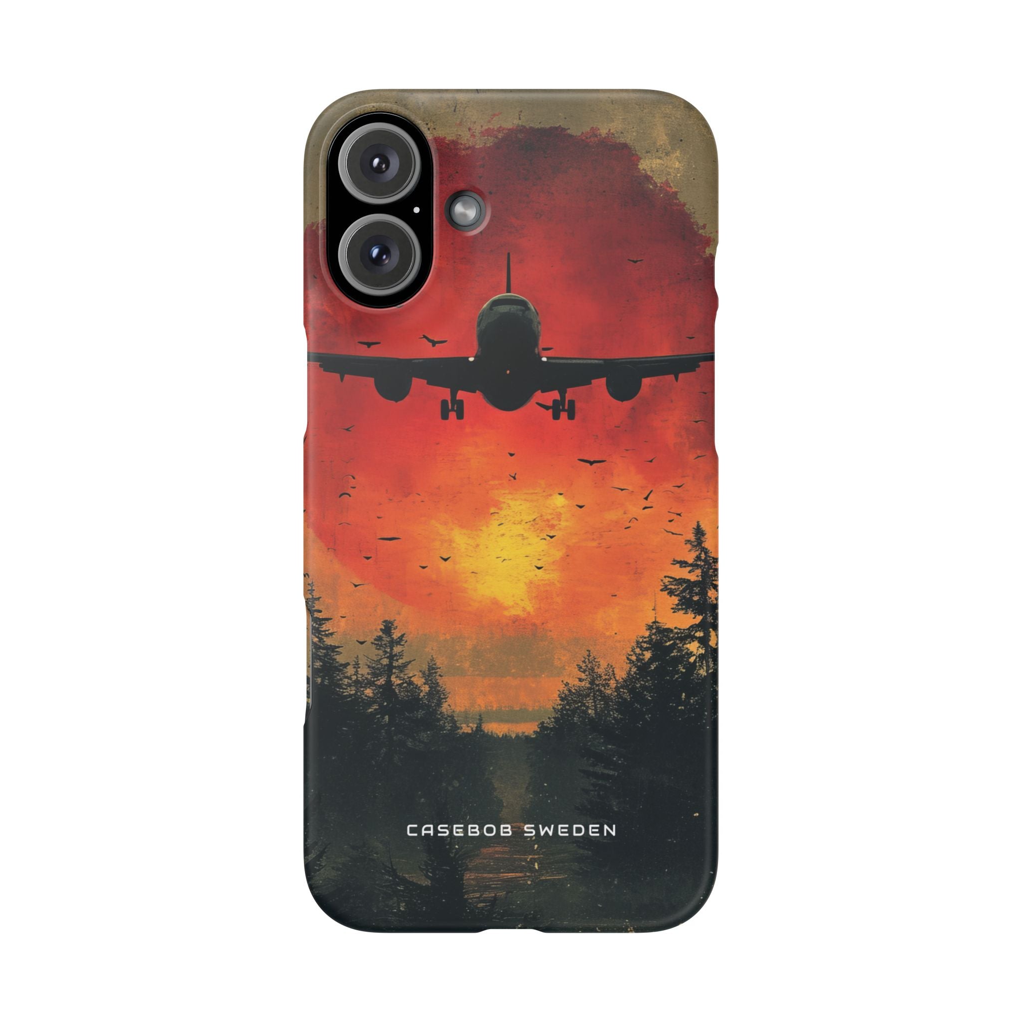 Vintage Sunset Airplane Silhouette iPhone 16 - Slim Phone Case