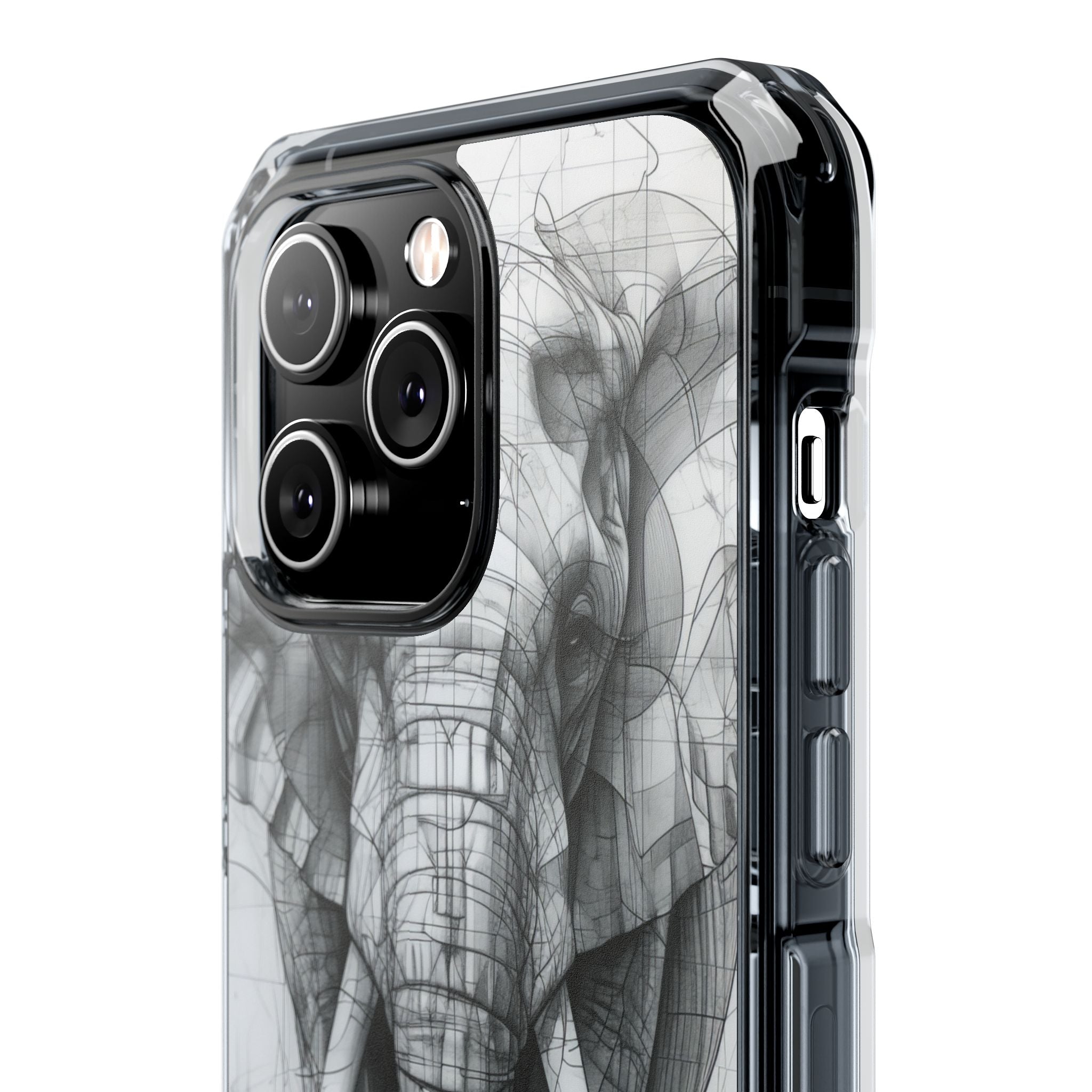 Elephant Line Geometry iPhone 14 - Clear Impact Phone Case