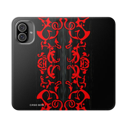 Crimson Swirl - iPhone 16 Plus Case - Wallet