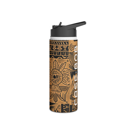 Celestial Faces Brown - Stainless Steel Water Bottle
