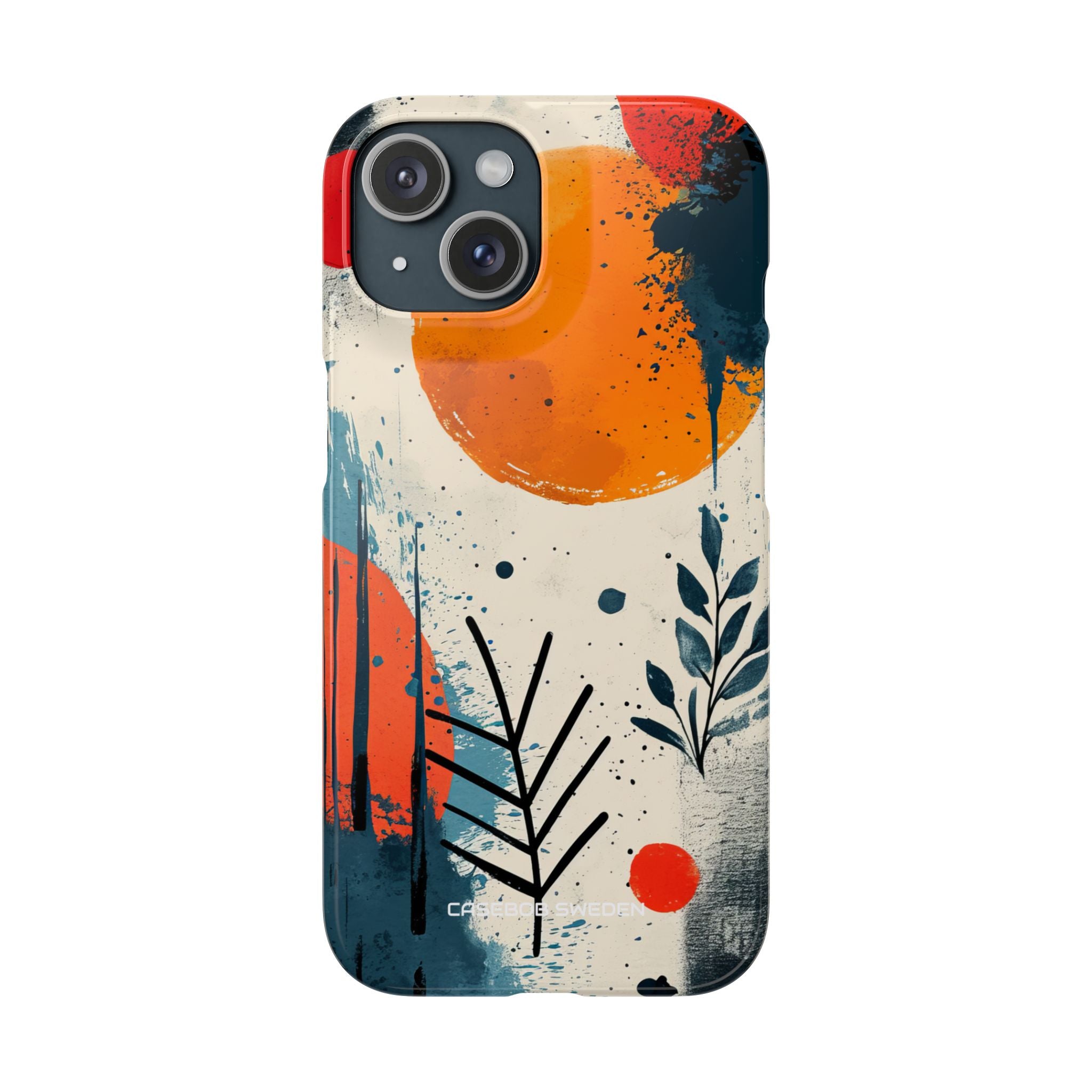 Orange Blue Splash - Slim iPhone 15 Phone Case