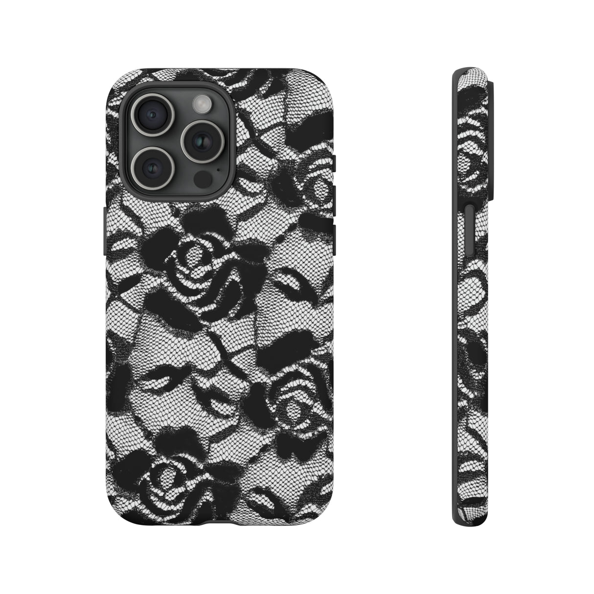 Black Rose Lace Gothic Flower - Protective Phone Case