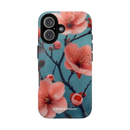 Teal Coral Blossom - Tough + MagSafe® iPhone 16 Phone Case