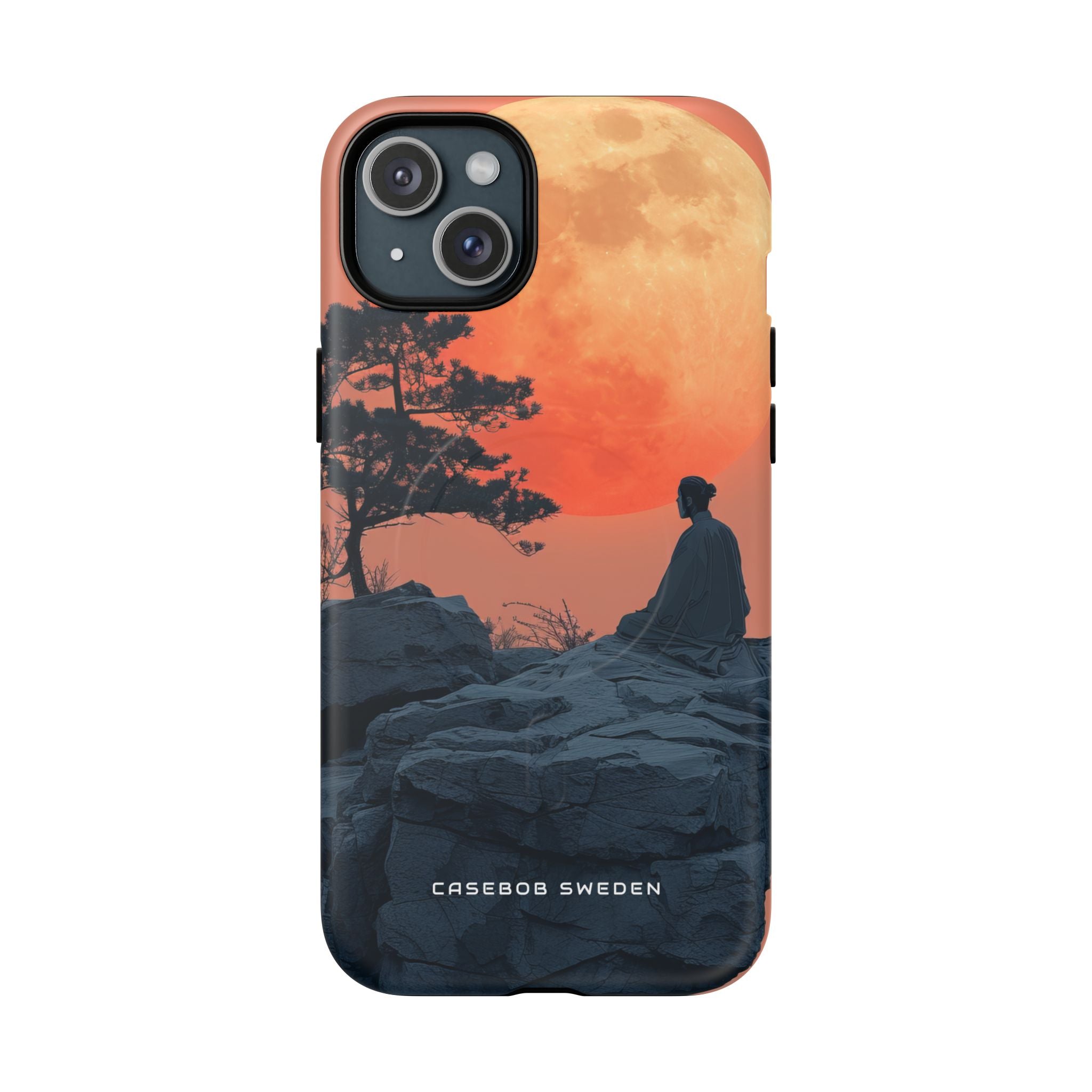 Zen Tranquility Under a Red Moon iPhone 15 | Tough+ Phone Case