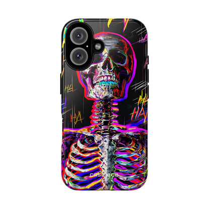 Neon Skeleton Laugh iPhone 16 Pro Case - Tough