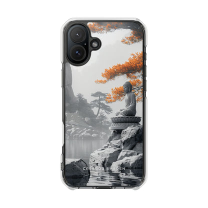 Zen Serenity: Tranquil Landscape with Buddha and Pagoda iPhone 16 - Clear Impact Phone Case