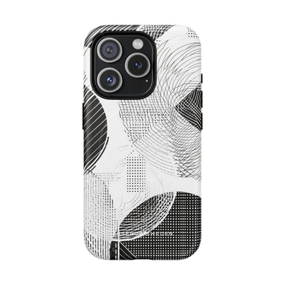 Geometric Monochrome Flow iPhone 15 | Tough+ Phone Case