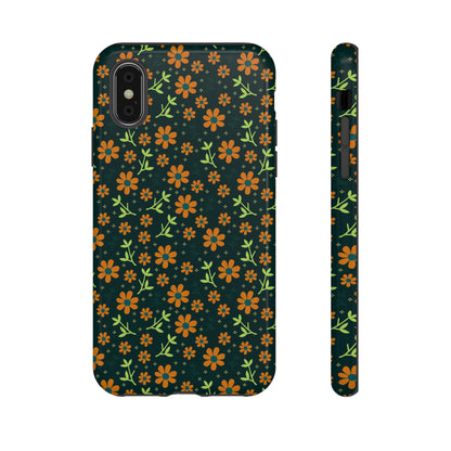 Green Flower Pattern - Protective Phone Case