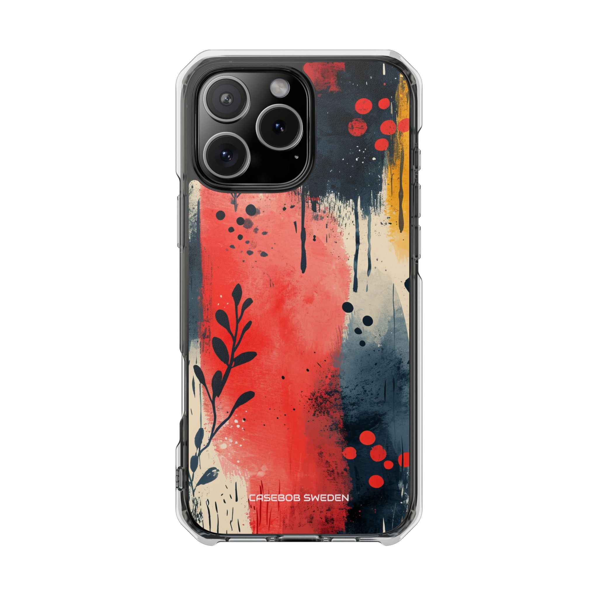 Red Blue Abstract Florals - Clear Impact iPhone 16 Phone Case