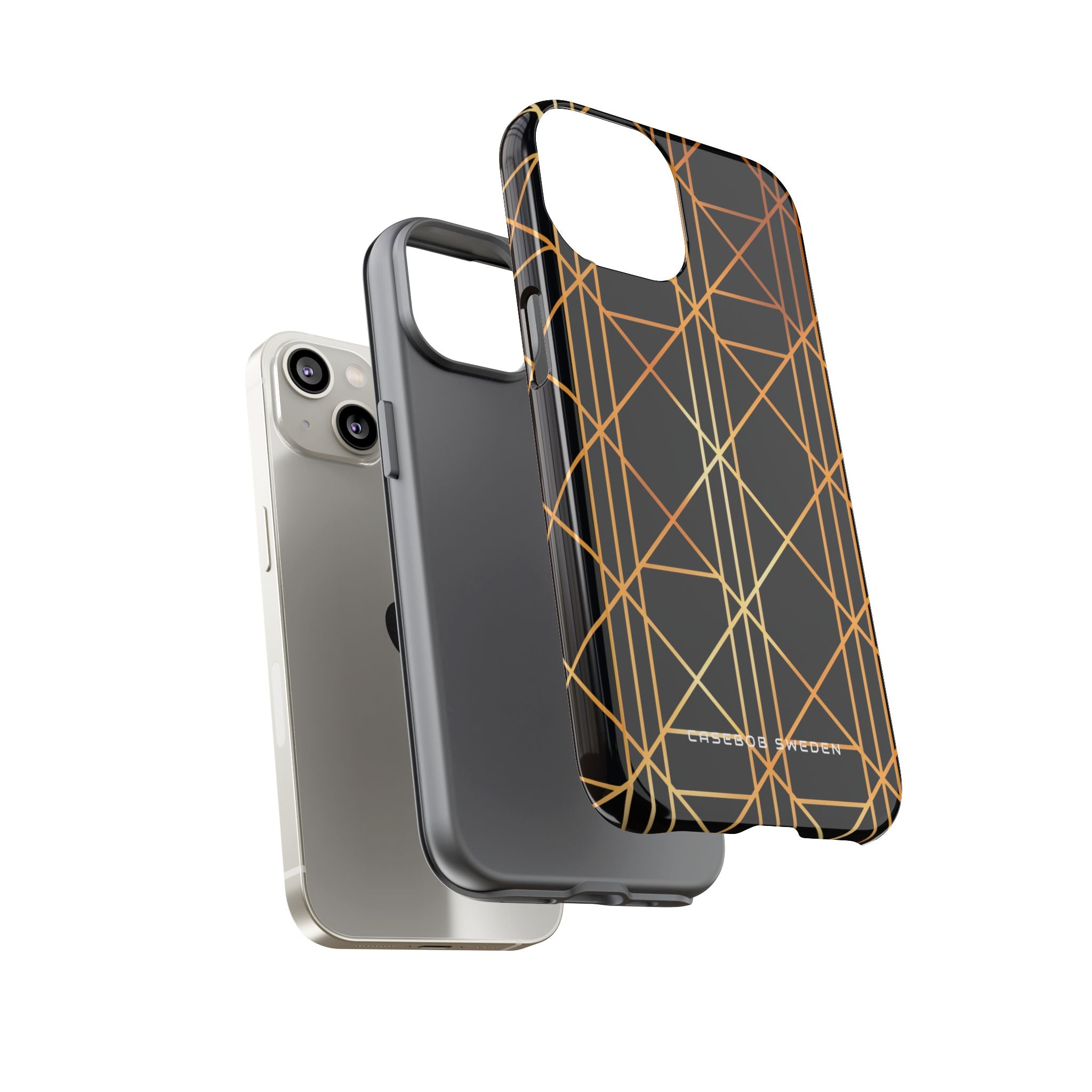 Golden Geometric Elegance iPhone 14 - Tough Phone Case