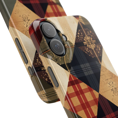 Rustic Geometric Patchwork Harmony iPhone 16 - Slim Phone Case