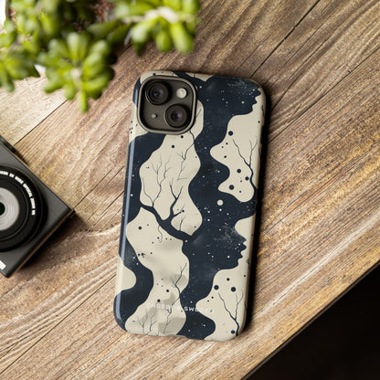 Organic Fluid Silhouettes with Cosmic Depth iPhone 15 - Tough Phone Case