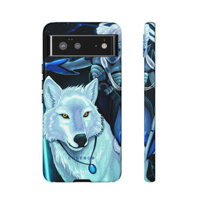 Elf with white wolf - Protective Phone Case