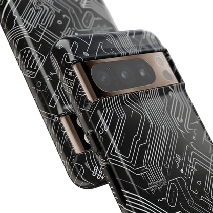 Circuitry Dreams: Abstract Black Design - for Google Pixel 8