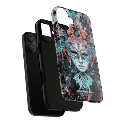 Mystic Teal Coral Mask - Tough iPhone 16 Phone Case