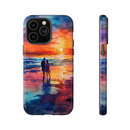 Beach Sunset Love Silhouettes - Protective Phone Case