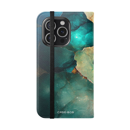 Fractured Gemstone Teal - iPhone 15 Pro Case - Wallet