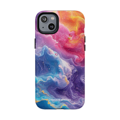 Abstract Blue Pink Waves - Tough + MagSafe® iPhone 14 Phone Case