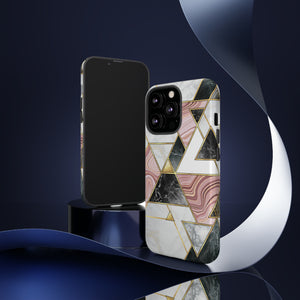 White Pink Mosaic - Protective Phone Case