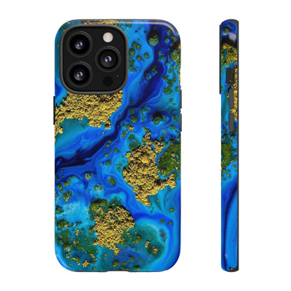 Blue Clear Ocean Ink Art iPhone Case (Protective) iPhone 13 Pro Glossy Phone Case