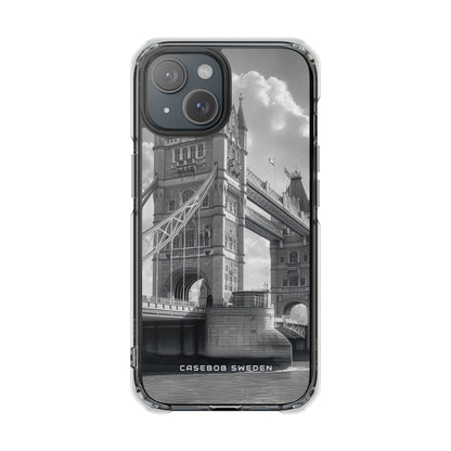 Tower Bridge Monochrome Architecture Study iPhone 15 - Clear Impact Phone Case