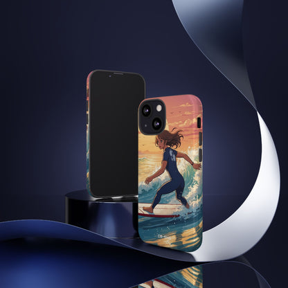 Surfing Into Sunset - iPhone Case