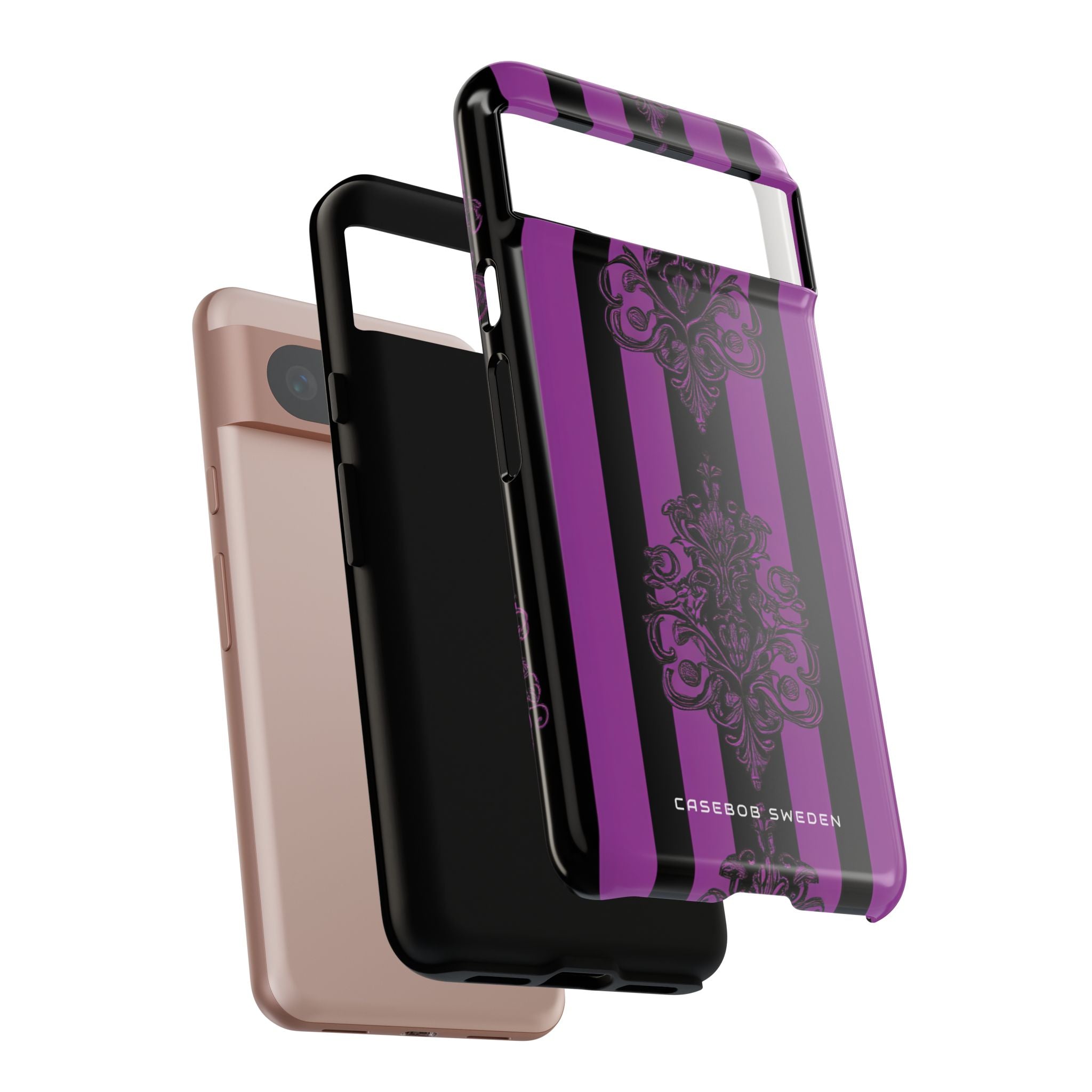 Gothic Elegance with Vertical Stripes and Ornamental Motifs Google Pixel 8 - Tough Phone Case