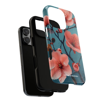 Teal Coral Blossom - Tough iPhone 16 Phone Case