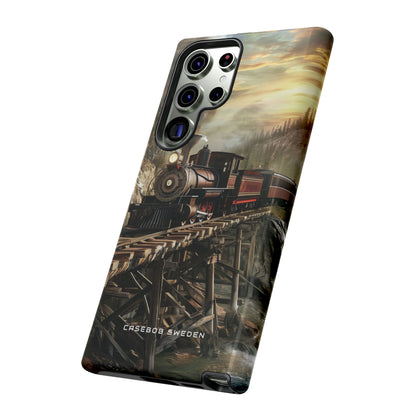 Vintage Steam Train Crossing Mountain Bridge Samsung S23 - Tough Phone Case