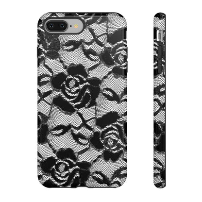 Black Rose Lace Gothic Flower - Protective Phone Case