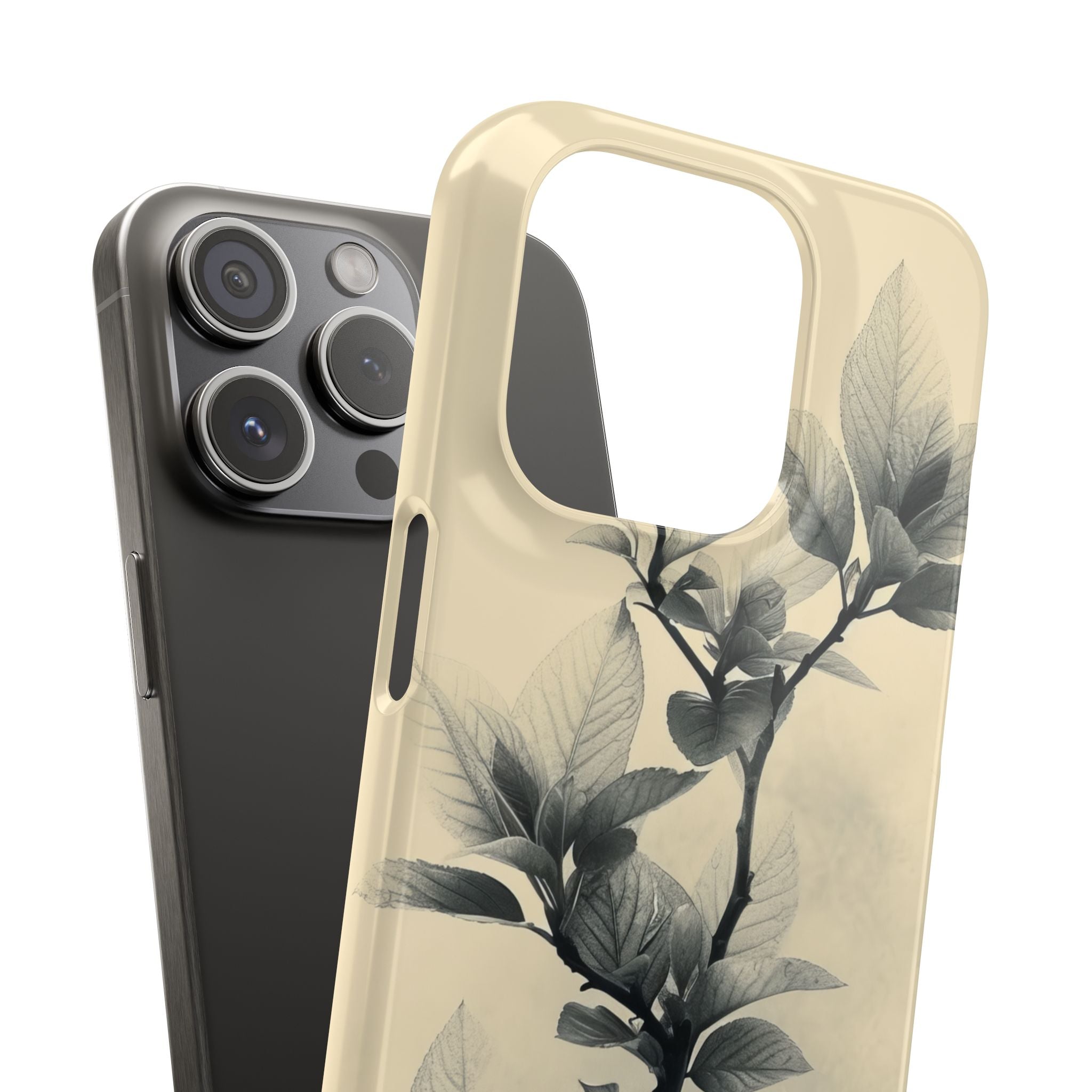 Beige Branch Art - Slim iPhone 15 Phone Case