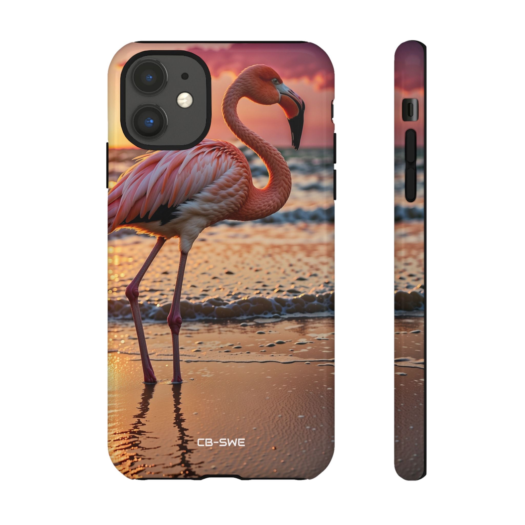 Sunset Flamingo Stand - iPhone Case