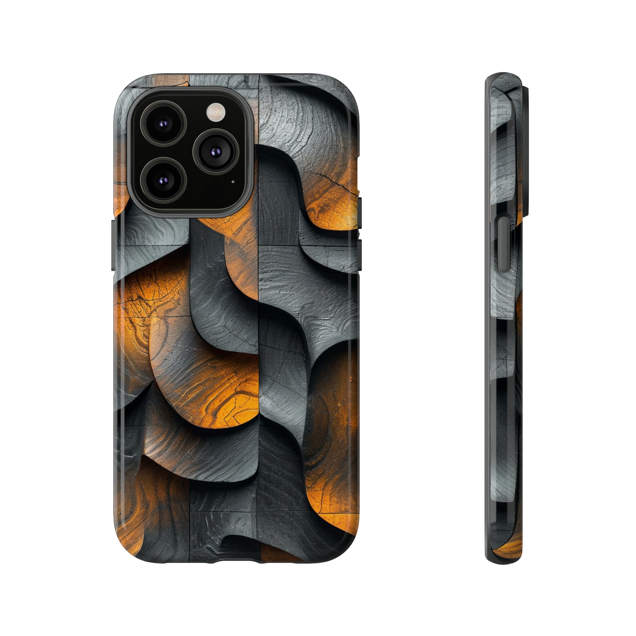 Grey Fire Orange Geometry - Protective Phone Case